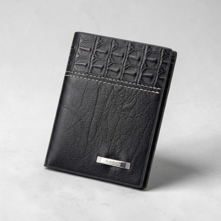 Men Leather Wallet in Pakistan – Compact Croc Texture Card Holder & Bifold Pocket Wallet