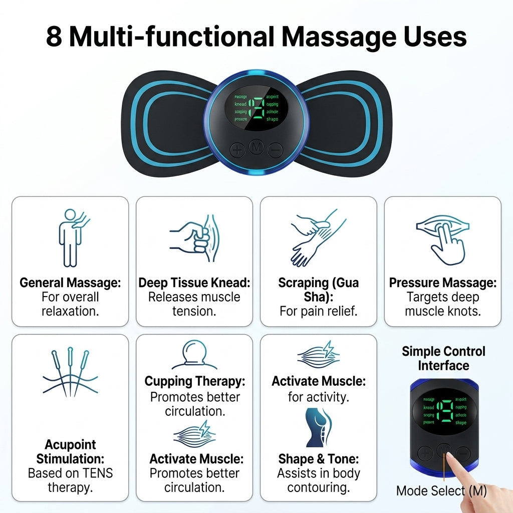 Mini Portable Electric Body Massager (8 Modes) – Instant Pain Relief